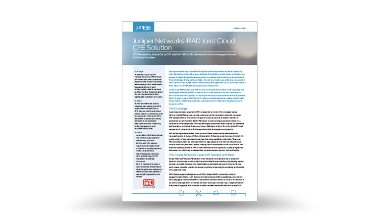 RAD-Juniper Networks Joint Cloud Solution